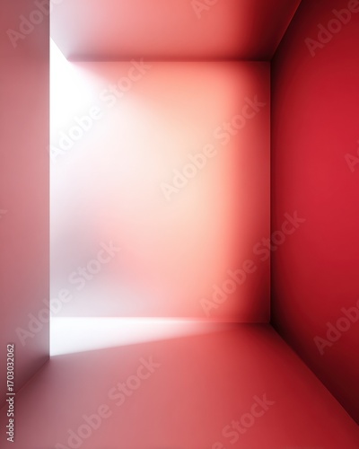 Abstract Empty Room Interior with Red Walls and Light Beam  Architectural Space Concept