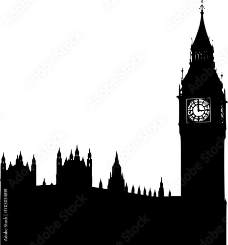 Big ben landmark london england building travel silhouette vector illustration