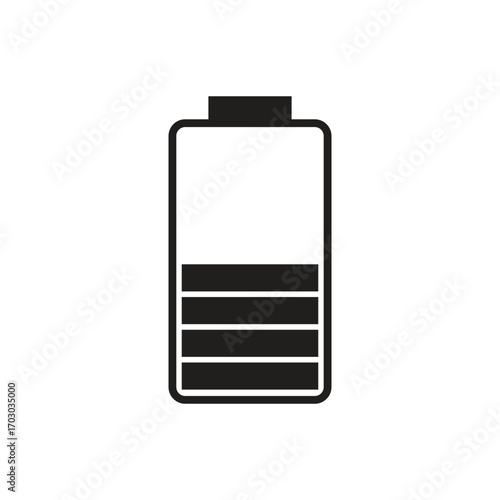 Battery indicator showing low power levels, a graphic element for energy or technology concepts