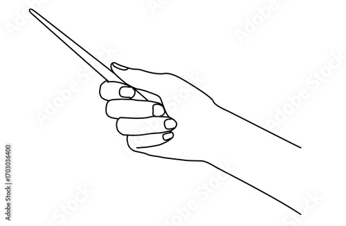 棒で何かを指示している片手のシンプルな線画ベクターイラスト