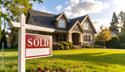 House sold sign in front of home