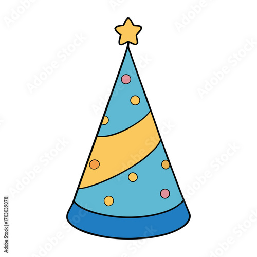 A colorful party hat adds festive cheer with its bright patterns and fun design, perfect for birthdays, celebrations, and joyful gatherings with friends and family.
