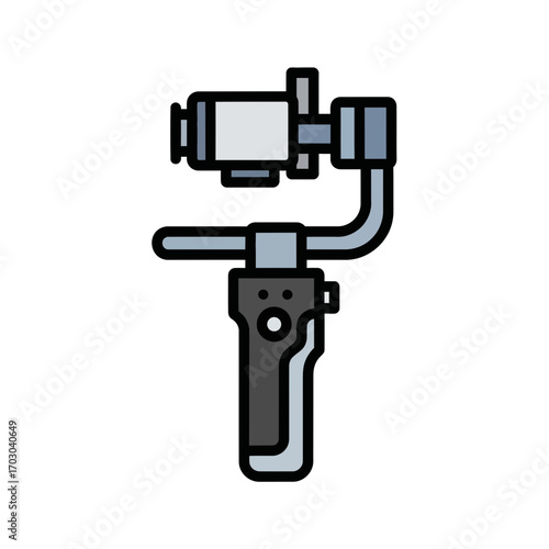 Stabilizer holds camera steady white background filming