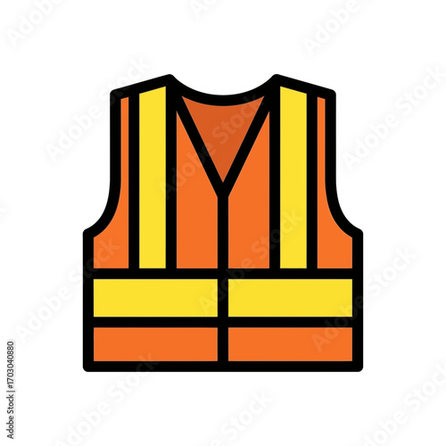 Orange vest reflects safety on workplace flatly
