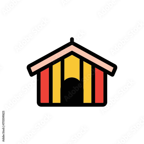 Colorful kennel stands isolated icon style vector