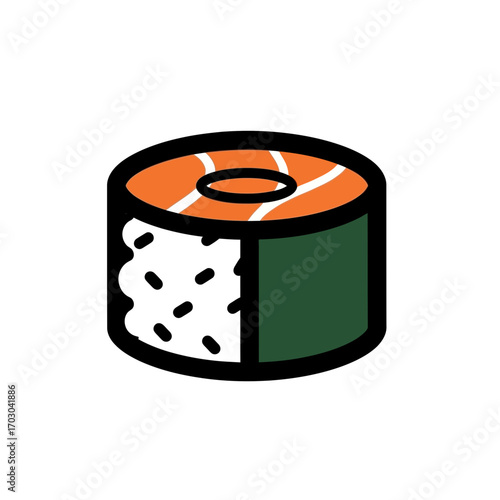 Salmon sushi roll presents seafood delicacy illustration
