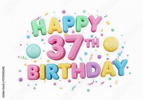 Happy 37th birthday pastel candy style