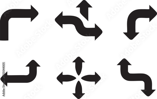 Black Arrows Pointing Different Directions on White Background