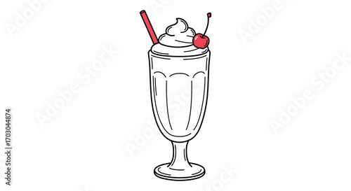a delicious milkshake topped with whipped cream cherry