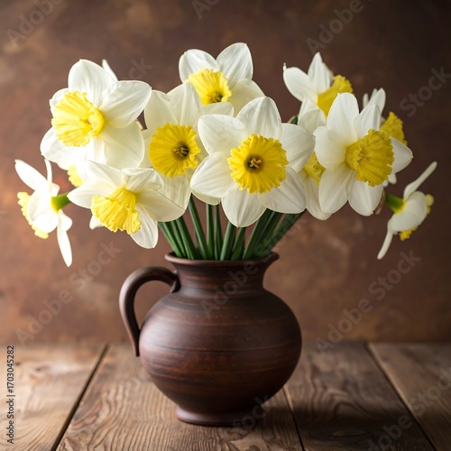 Wallpaper Mural A bouquet of daffodils in a rustic vase Torontodigital.ca