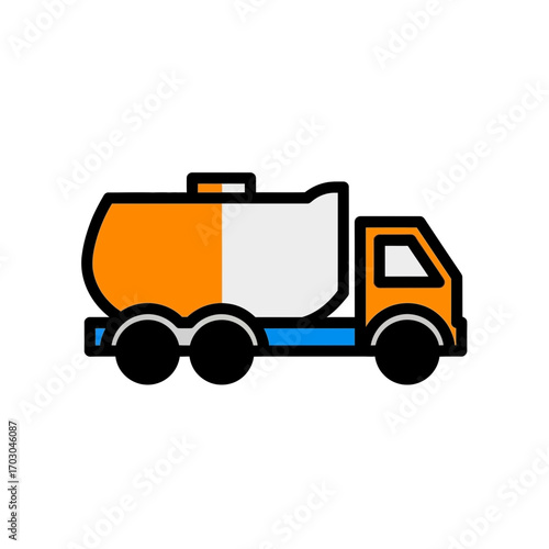 Colored tanker transports liquid digitally isolated