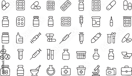 Hand Drawn Medical and Pharmaceutical Icons Set healthcare medicine