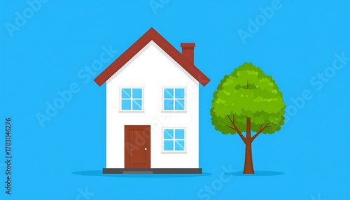 Simple house and tree illustration