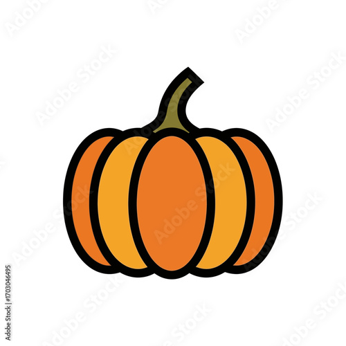 Orange pumpkin sits isolated autumnal harvest display
