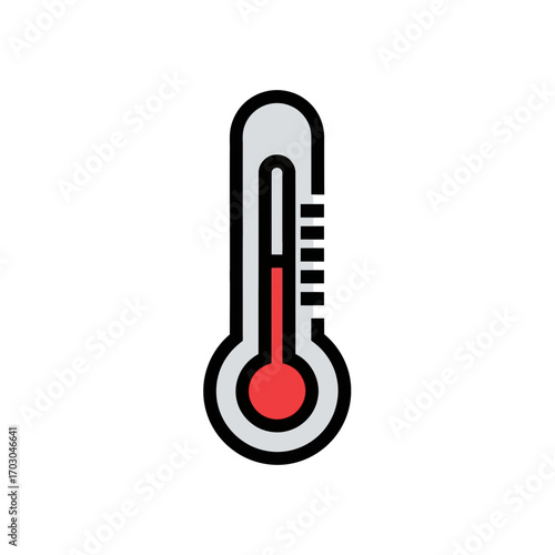 Red fluid thermometer indicates high temperature indoors