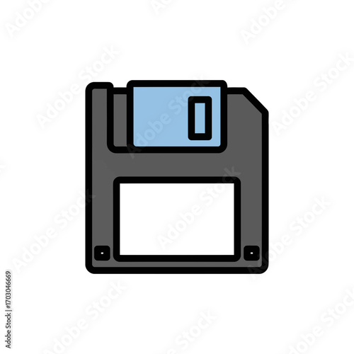 Floppy disk stores data retro flat isolated