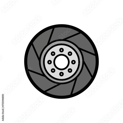 Gray disc rotates mechanically within machinery setup