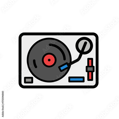 Stylized turntable plays music entertainment scene object