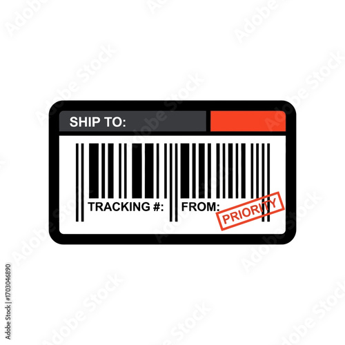 Shipping label displays barcode details urgently