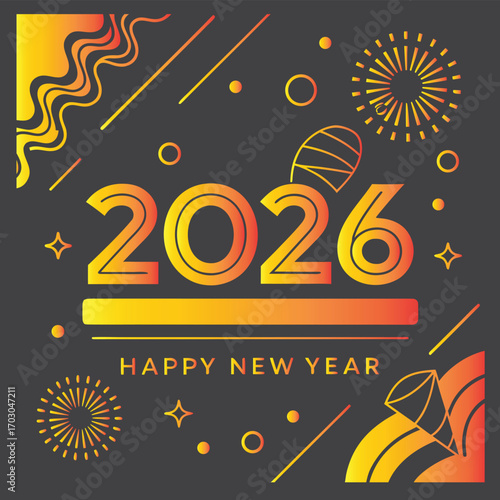 happy new year 2026 abstract vector illustration design