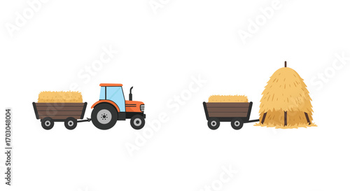 farm tractor hauling hay bales rural scene