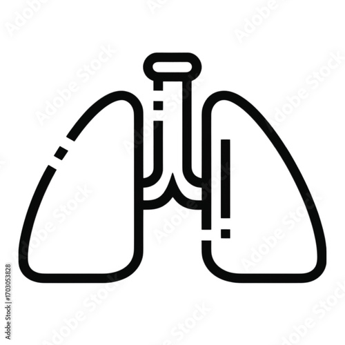 A minimalist black line icon depicting the human lungs, trachea, and bronchial tubes.
