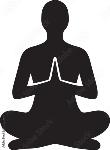 Silhouette of a person meditating in a lotus pose for yoga and wellness