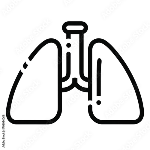 Line art icon of human lungs and trachea, representing the respiratory system and vital organs.