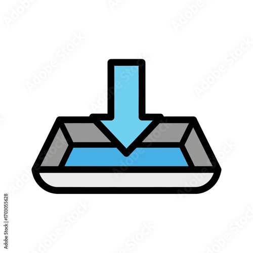 Azure arrow descends into container illustration graphic