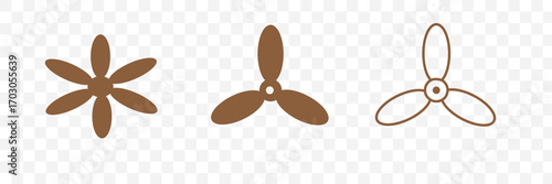 propeller icon set. flat design fan propellers vector isolated on white background.