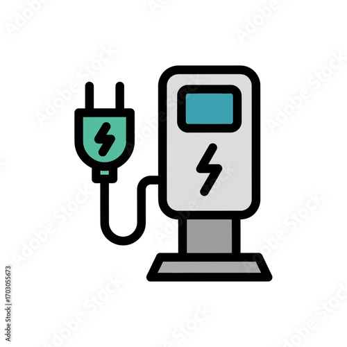 Electric charger fills station energizing environment clean