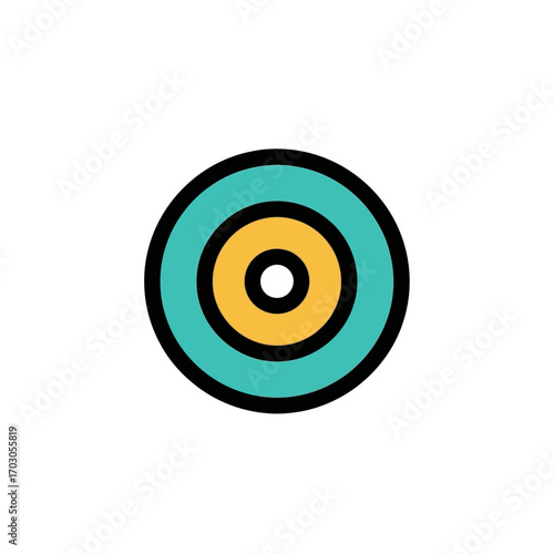 Target icon centers round forms on white backdrop