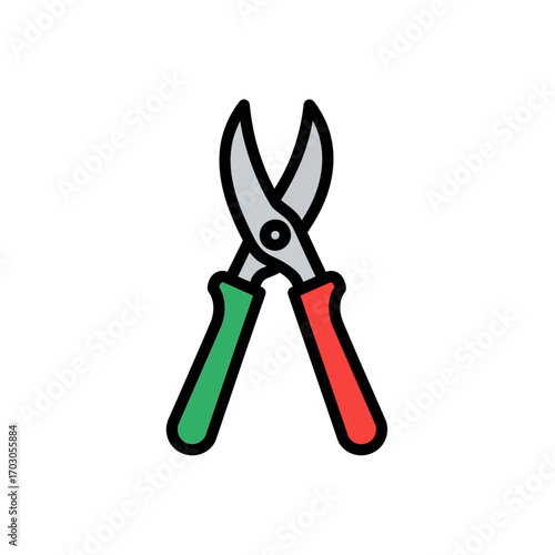 Gardening shears cuts branches isolated white background tool