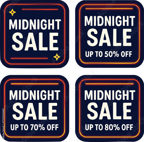 Midnight Sale Banner Designs with Discount Offers.
