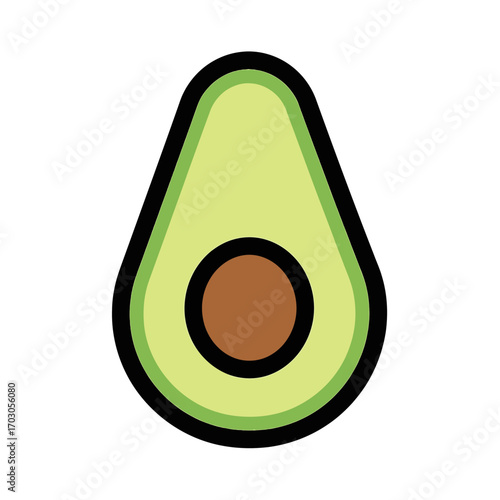 Avocado slice displays seed on white background minimalism