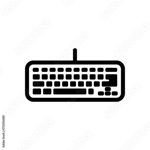 Black keyboard displays keys simple white background