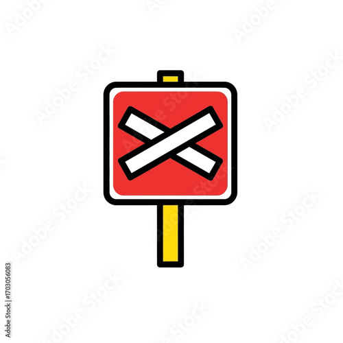 Railroad sign warns drivers crossing junction ahead