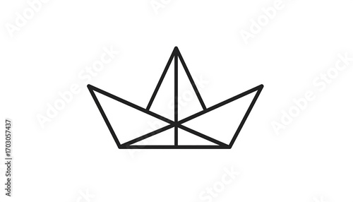 Simple black line drawing of a paper boat
