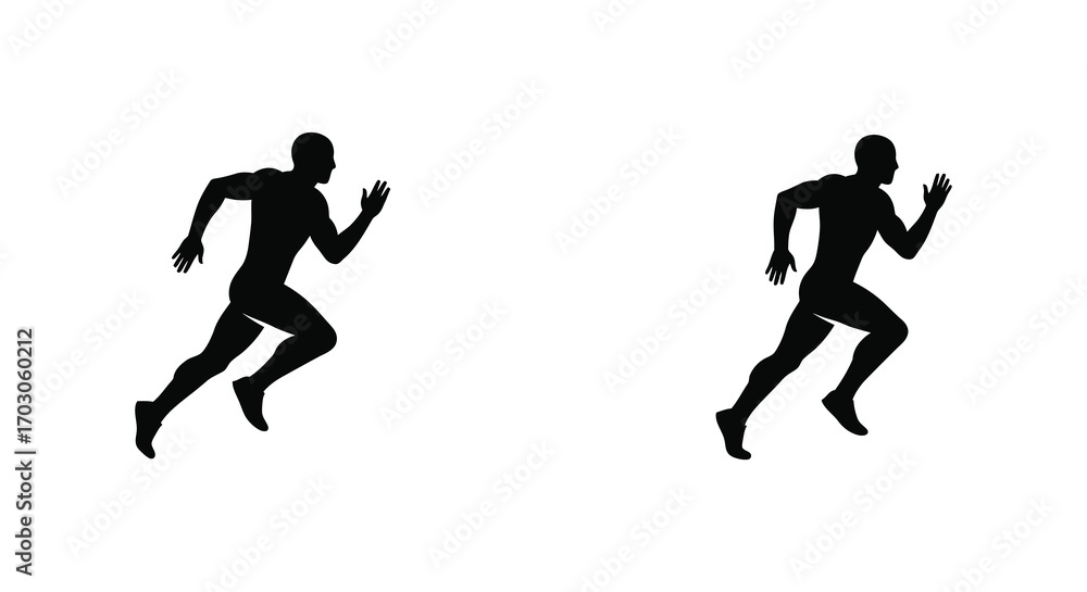 Fototapeta premium two silhouettes of runners captured mid stride