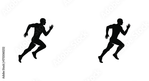two silhouettes of runners captured mid stride