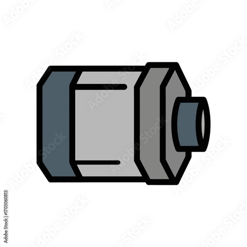 Gray cylinder reflects light in simple setting isolated