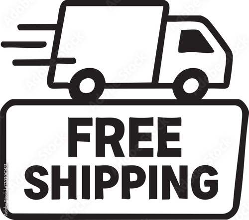 Free Shipping Delivery Truck Icon Vector Graphic.
