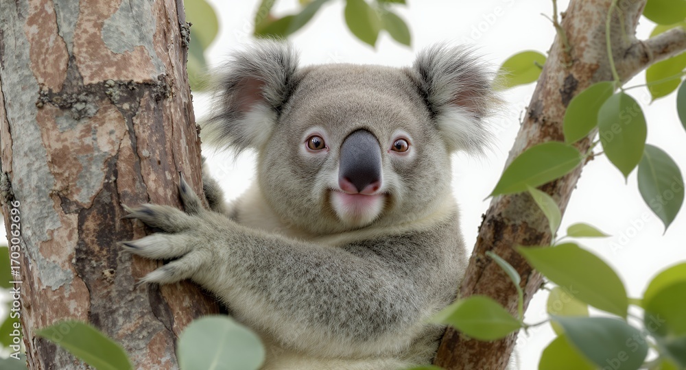 Obraz premium Adorable Koala Bear in a Tree, Close Up Wildlife Photography, Cute Animal Portrait