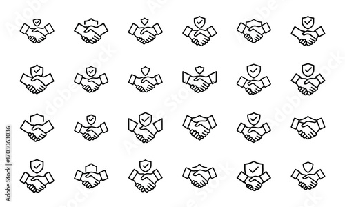 Home Insurance Line Icons Set – Property Protection, Financial Security, House Fire and Flood Risk, Mortgage Coverage, Business Insurance, Banking Security, Investment Protection, Real Estate Safety, 