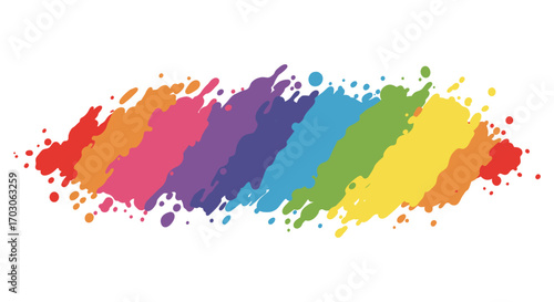 vibrant rainbow colors splashed across white background art
