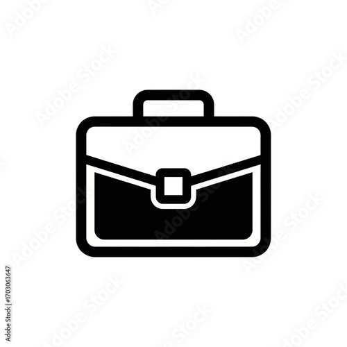 Black briefcase presents documents centrally aligned icon
