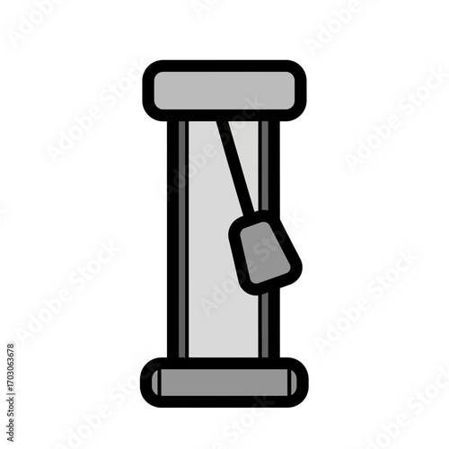 Tilted pendulum swings indoor graphic illustration
