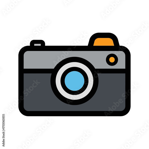 Simple camera icon captures image on white background