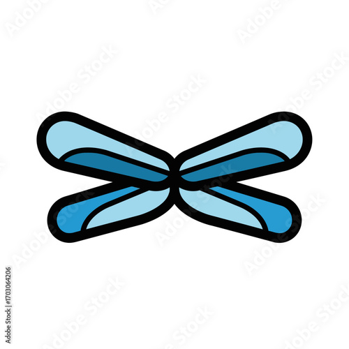Blue shape intersects dynamically on clean backdrop flatlay