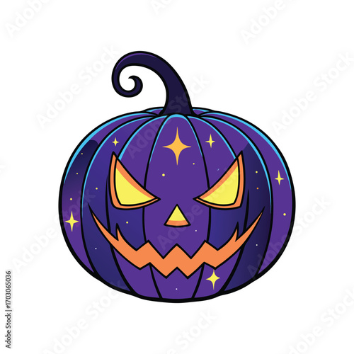 Purple Halloween Jackolantern with Glowing Eyes Keywords: pumpkin, halloween, jackolantern